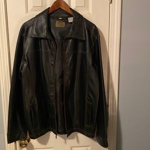 Mens Faux Leather Jacket, Size L, Color Brown
